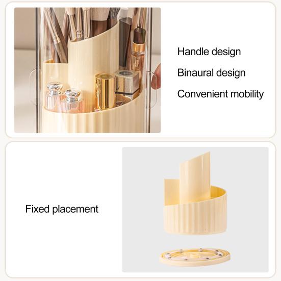 Вращающийся на 360 градусов органайзер для макияжа, пылезащитный держатель для кистей для макияжа с крышкой, прозрачный, большой вместимости, держатель для косметических ручек для туалетного столика, столешницы в ванной