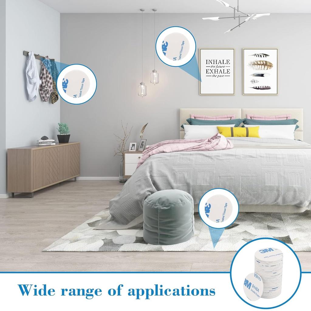 100Pcs 3m Round Double Sided Tape Heavy Duty Mounting Foam Tape,25 × 25mm Strong Adhesive Pads,Suitable for Photo Album Walls, Office Decor