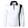 2025 Новая осенне-зимняя мужская модная рубашка-поло с длинным рукавом и лацканами, модная вставка