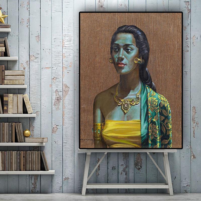 Tretchikoff Vintga Балийская девушка Портрет Картина маслом на холсте Плакаты и принты Скандинавская настенная картина для гостиной