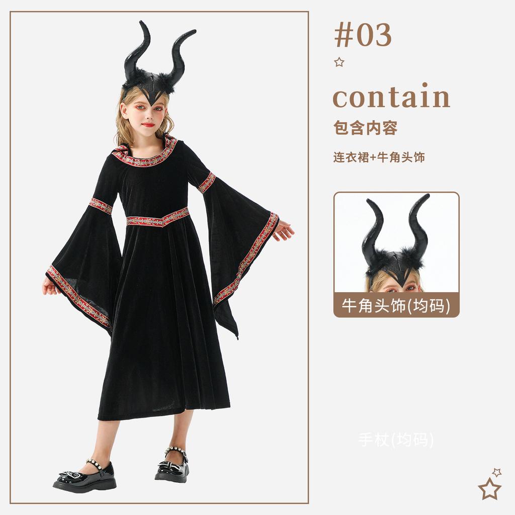 Halloween Children's Costume Vintage Court Children's Costume Witch Little Red Riding Hood Medieval Renaissance Dress