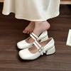 Fashion Gentle Square Head Shallow Mouth Mary Jane Shoes Women's New Temperament Thick Heel Retro Single Shoes Tide