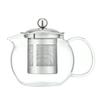 Pokaro Tea Teapot, Heat-Resistant Glass, Perfectly Round, 650ml, with Stainless Steel Strainer, Suitable for Fine-Leaf Tea, Shatter-Resistant,