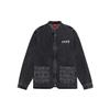 Li Ning Logo Embroidered Loose Spliced Wash Denim Jacket Men Jacket Black AJDS106-2