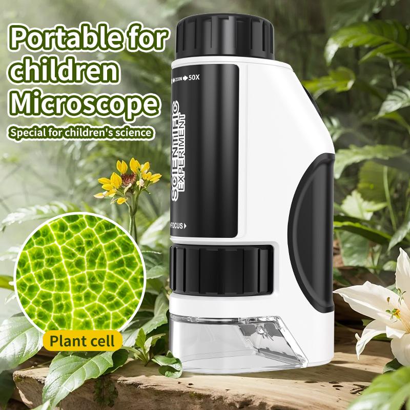 Portable Microscope Zoom 50X-300X,Handheld Mini Microscope Science Toys,Led Pocket Microscope,Little Scientist Microscope