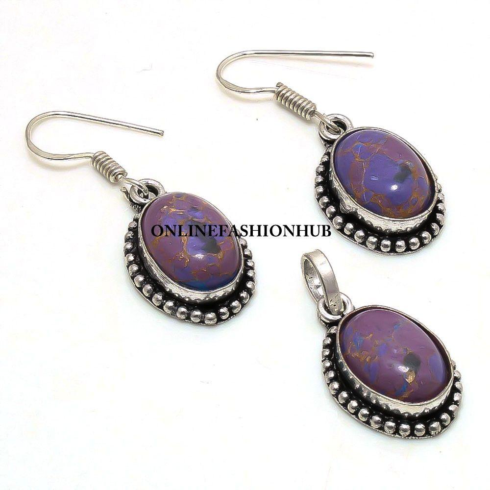 Серьги-подвески из стерлингового серебра 925 пробы с бирюзовым камнем PES-S41