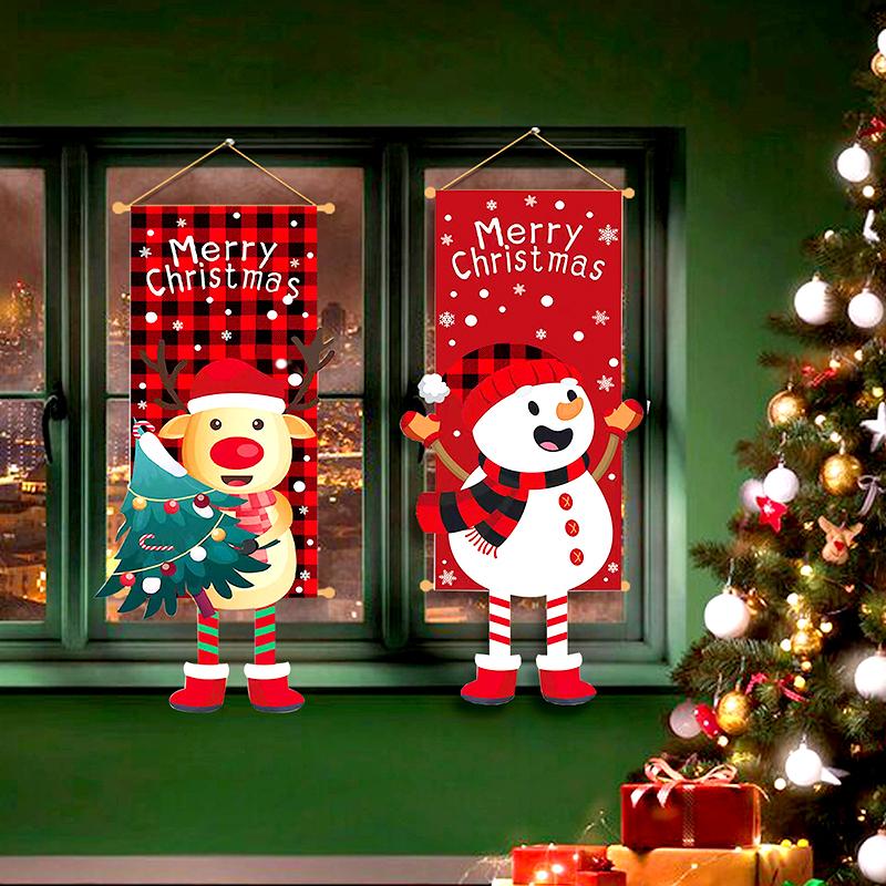 1 шт. милый Санта-Клаус, снеговик, лось, подвесной флаг, веселое Рождество, мультфильм, длинные ноги, кукла, домашний декор