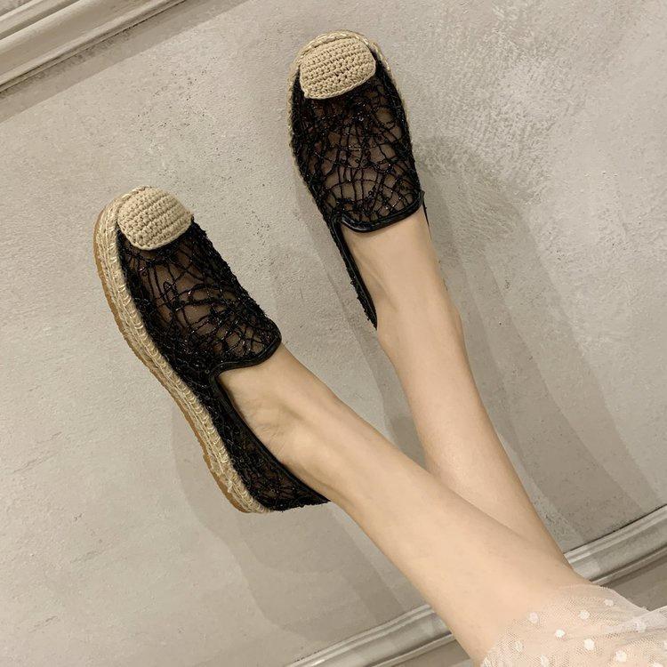 Женская повседневная обувь без шнуровки, женские дышащие туфли на плоской подошве из полой сетки