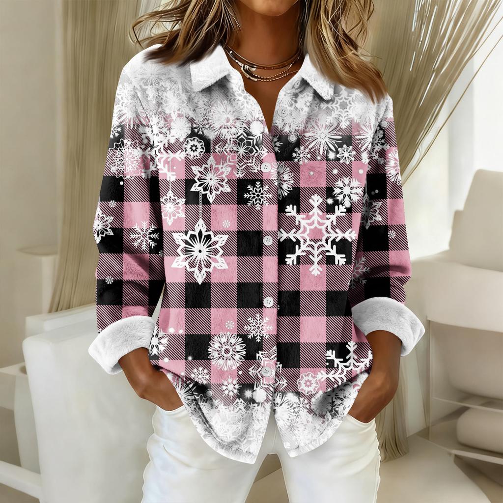 Women's Shirt Blouse Print Button Long Sleeve Casual Basic Shirt Collar Regular Top