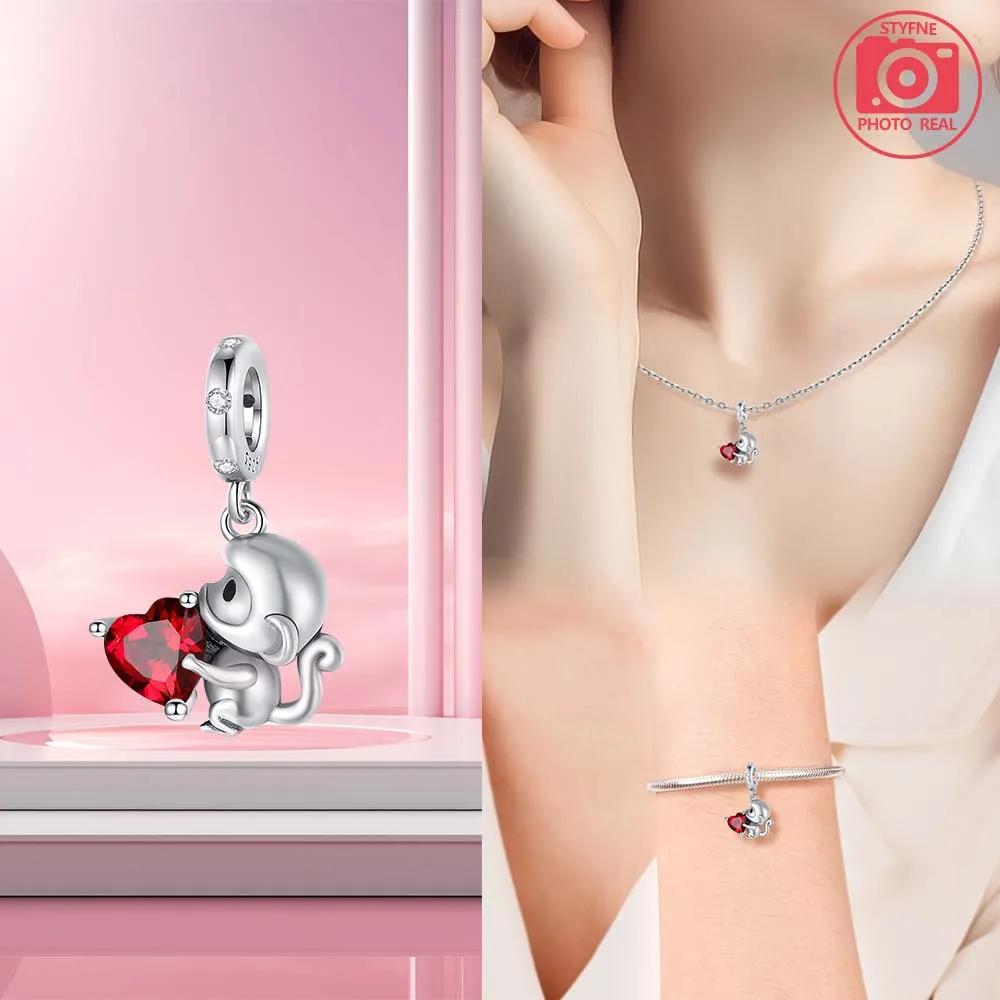 Позолоченные charms-браслеты с бусинами в виде крота, обнимающего сердце, для женщин, подходят для подвесок-charms, бусины для изготовления ювелирных изделий, подарок