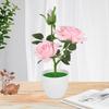1 Set Artificial Potted Plant Cut Evenly Clear Texture Plastic Table Decor Simulation Rose Flower for Party