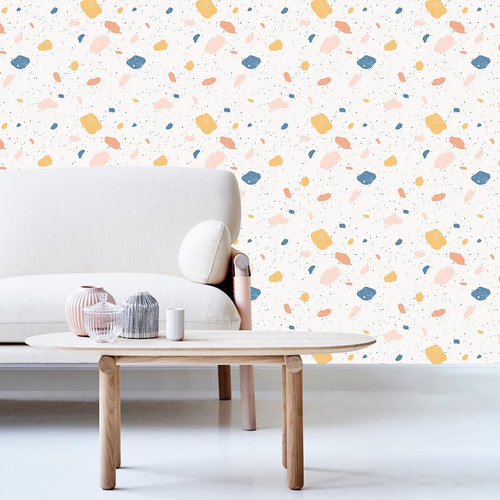 Съемные самоклеящиеся обои для гостиной и спальни (45 см * 300 см Терраццо с акварельными цветами