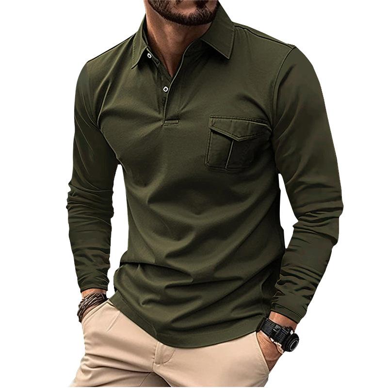 Spring and Autumn New Men's Long-sleeved Polo Shirt Casual Lapel Sports Polo Shirt