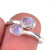 Natural Rainbow Moonstone Gemstone 925 Solid Silver Adjustable Ring Jewelry W3o12
