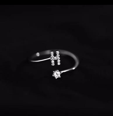 Модное кольцо из серебра 925 пробы с 26 буквами, сверкающий бриллиант, циркон, открытое кольцо, указательный палец, ваше кольцо, ювелирное изделие для дня рождения