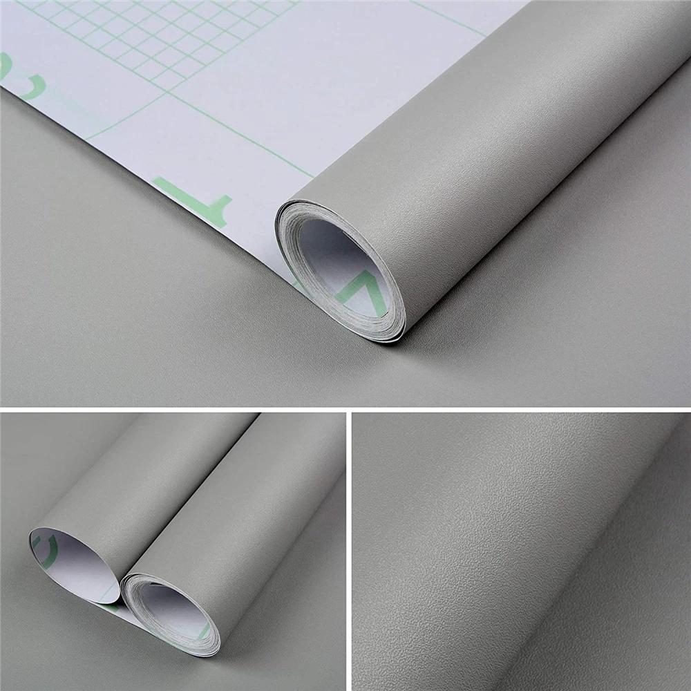 Ширина 80 см Самоклеящиеся Цементно-серые Водонепроницаемые Обои Однотонные Наклейки на Стену для Спальни Общежития Ремонт Мебели для Шкафа