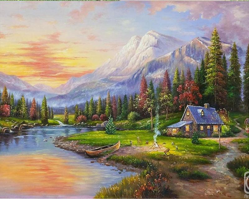 5D алмазная живопись дом картина горный хрусталь Алмазная вышивка пейзаж полный квадратный круглый ремесленный декор для дома