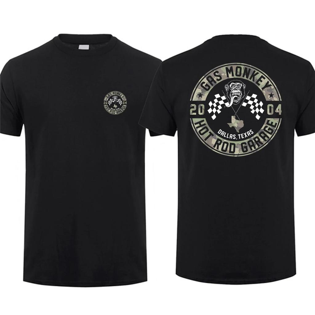 Футболка мужская из хлопка Amazing Tees, повседневная, большого размера, Gas Monkeys Garage Hot Rods Circle Logo Limited, двухсторонняя футболка, мужские футболки