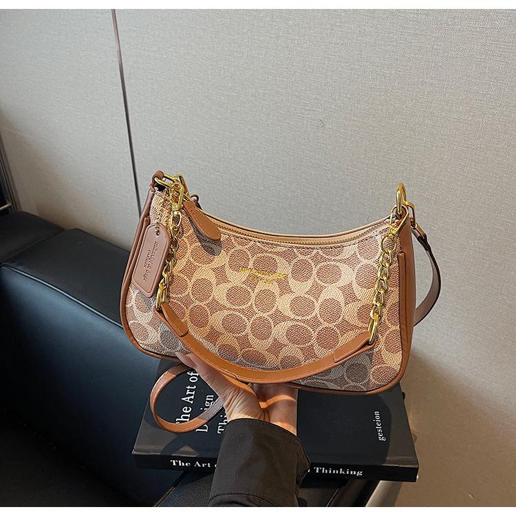 Shoulder Bag, Crossbody Bag, Armpit Bag, Retro Autumn and Winter New Small Bag, Women's Popular Versatile Printed Foreign Style Handbag