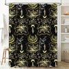 Черно-золотая водонепроницаемая декоративная тканевая шторка для душа с принтом абстрактных цветочных узоров для украшения дома, размер: