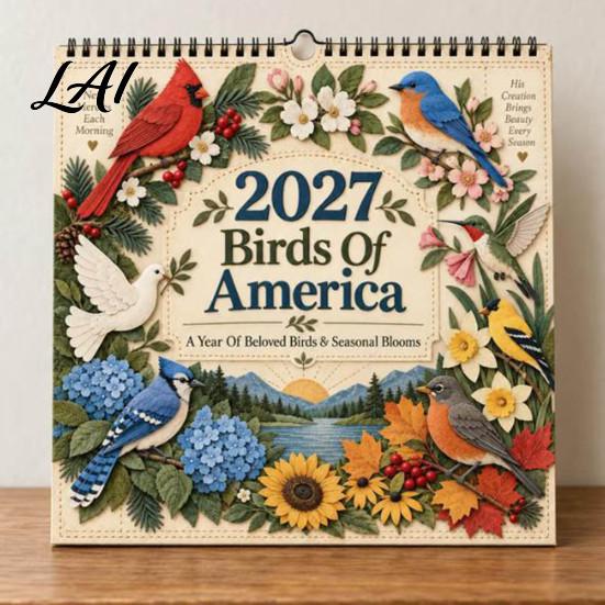 Dorm Room Essentials 2027 Bird Wall & Nature Birds Calendar Beautiful Monthly Planner Calendar 2025 with Coil Binding Thick Art Paper for