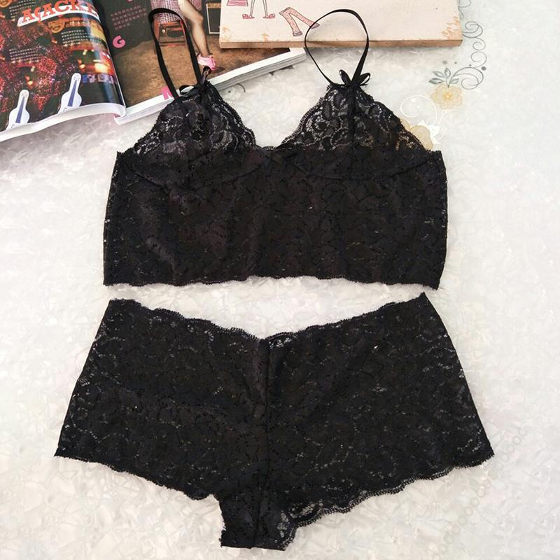 Erotic Lace Lingerie Set With Sheer Tulle And Adjustable Straps For Romantic Nightwear