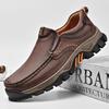 Retro Style Leather Loafers Mens Comfort Casual Shoes Breathable Male Driving Footwear Moccasin Travel Climbing Camping Footwear