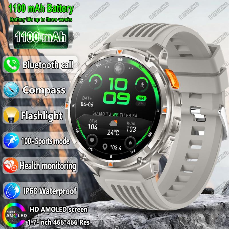 Новые умные часы Military T-Rex 3 для мужчин, батарея 1100 мАч, AMOLED, водонепроницаемость IP68, компас для улицы, Bluetooth-вызовы, спортивные умные часы