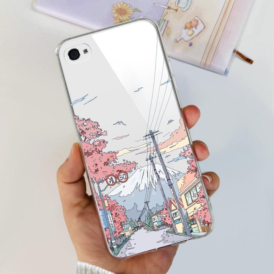 For Apple iPhone 4 Case Popular Flower Astronaut Clear Funda Soft Silicone Cover For iPhone 4s 4 s Bumper for iPhone4 Coque Capa