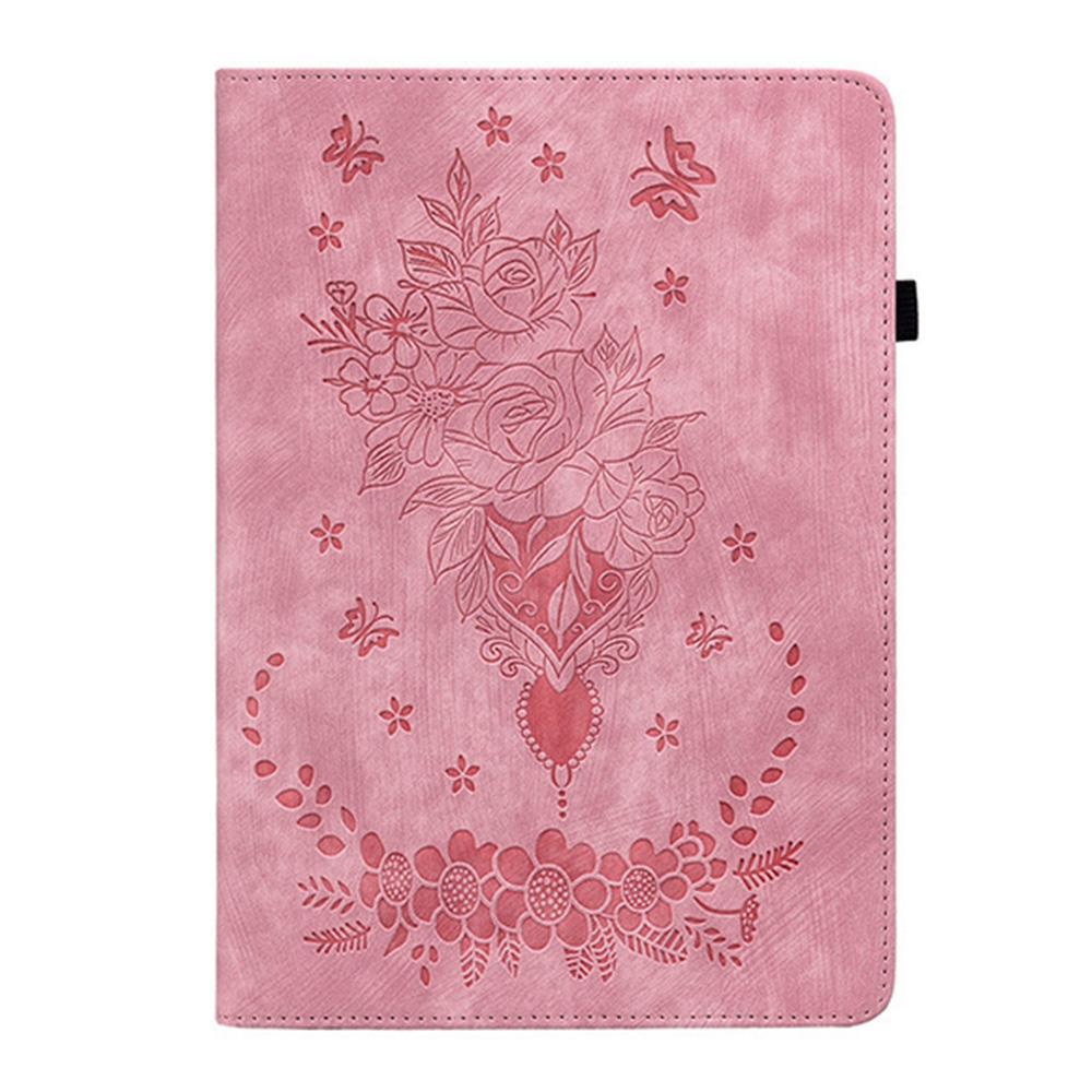 For Infinix Xpad 20 Case Card Holder Anti-Scratch Leather Cover Rose Flower Imprint