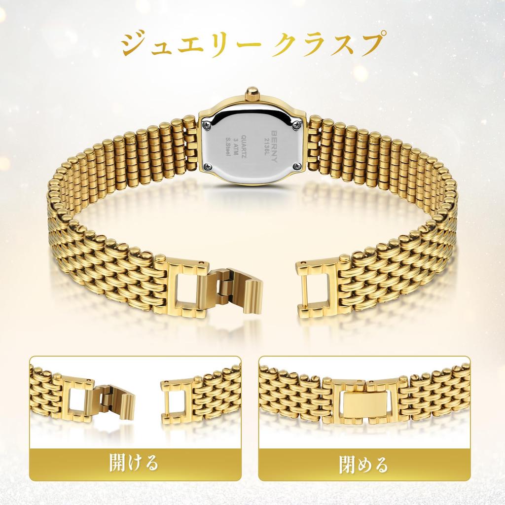 Женские часы BERNY Женские часы Золотые женские часы Часы женские кварцевые маленькие овальные 3ATM Water Поставляются с удобной регулировкой Японский механизм Женские