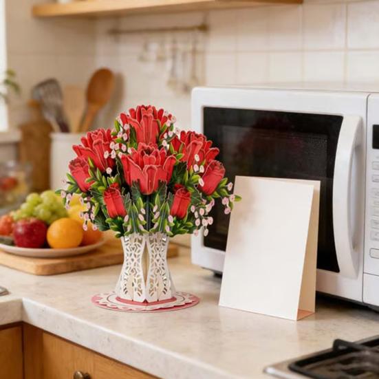 Forever-Blooming 3D Pop-Up Flower Recyclable Paper Romantic Memories Valentine’s Card Eternal Card Handmade Day Anniversary Birthday