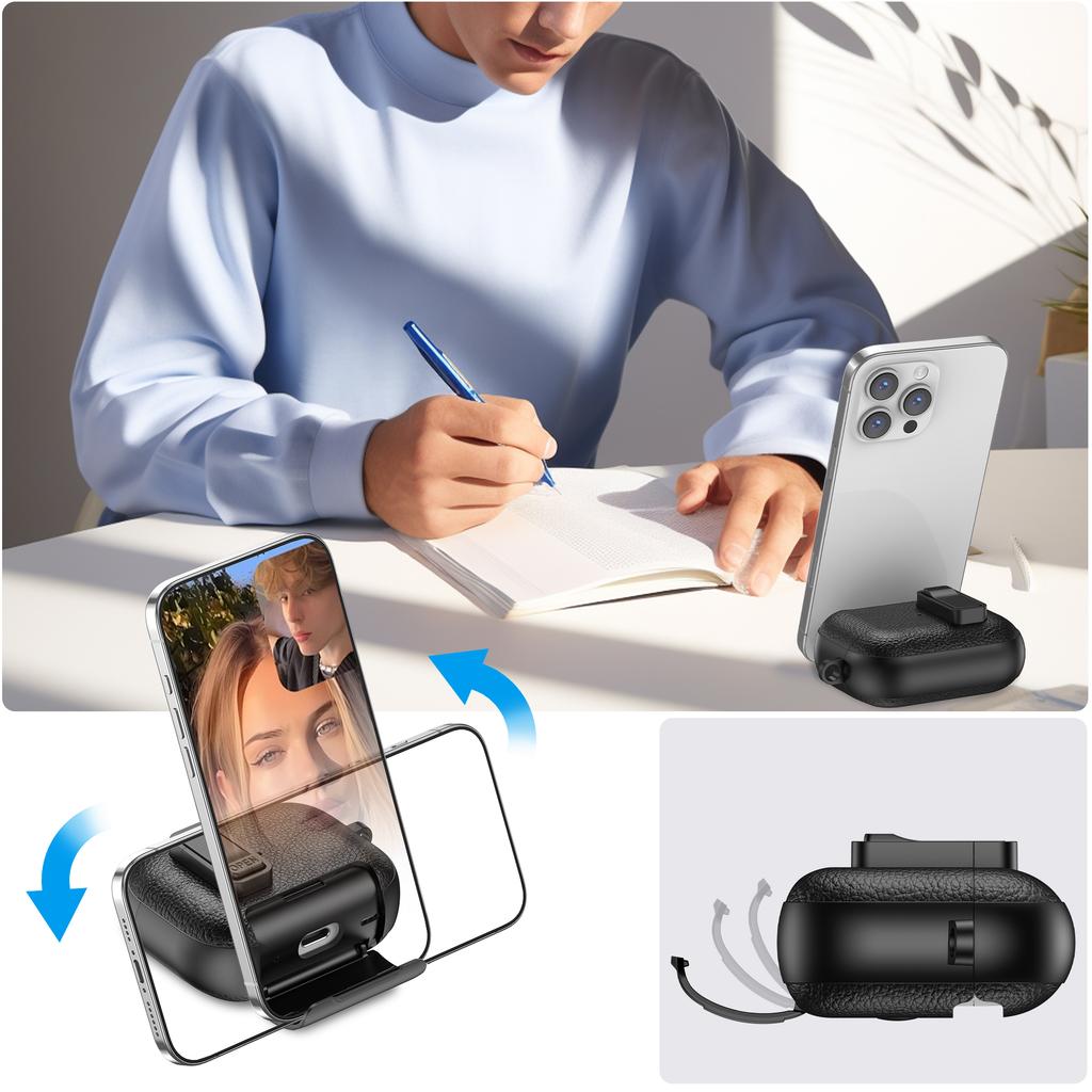 For Apple AirPods Pro Protective Case with Stand Litchi Texture Leather TPU + PC Earphone Cover with Lock Buckle and Carabiner