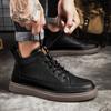FashionSpring Autumn Mens Genuine Leather Ankle Boots Black Sneakers High Top Skate Shoes Men Casual Footwear Handmade Luxury Boots Man
