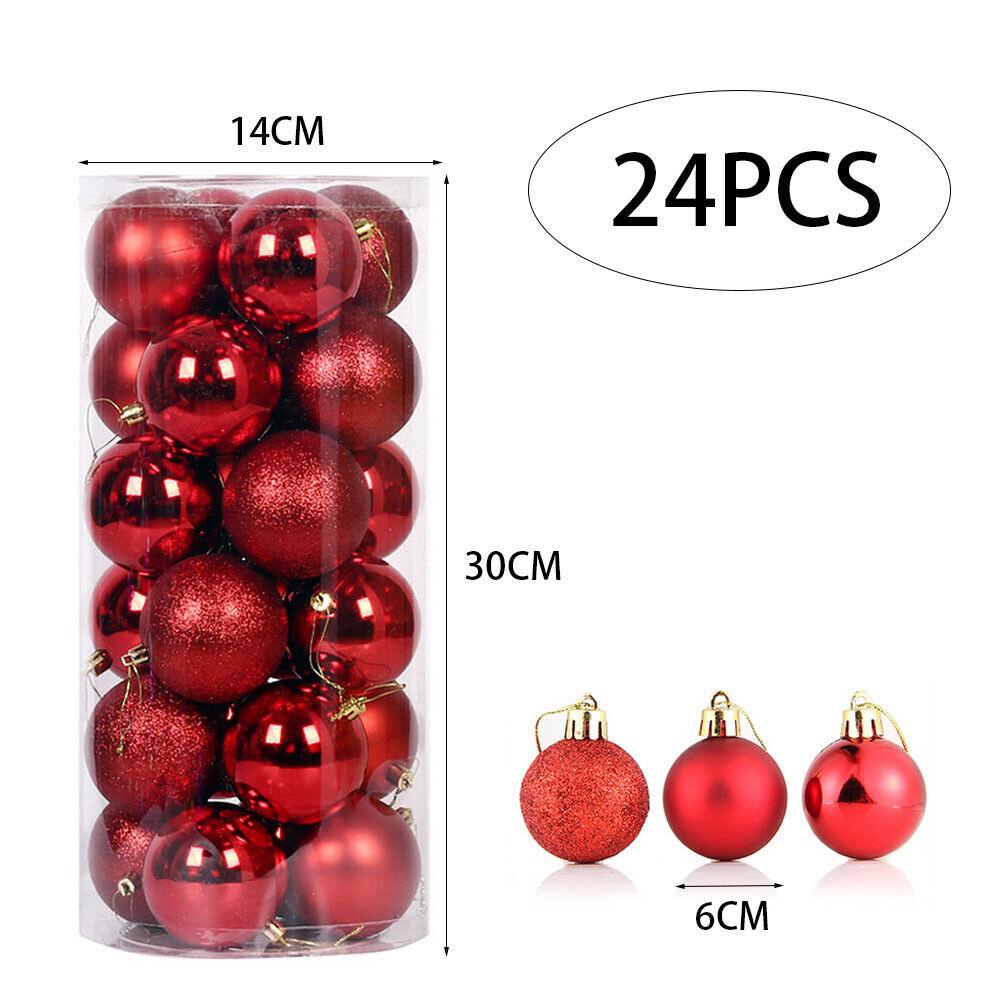8 СМ 24 ШТ. Рождественские Подвесные Шаровые Украшения Небьющиеся Рождественские Елочные Украшения Комплект Рождественские Украшения Шары для Праздника Свадьбы Декор