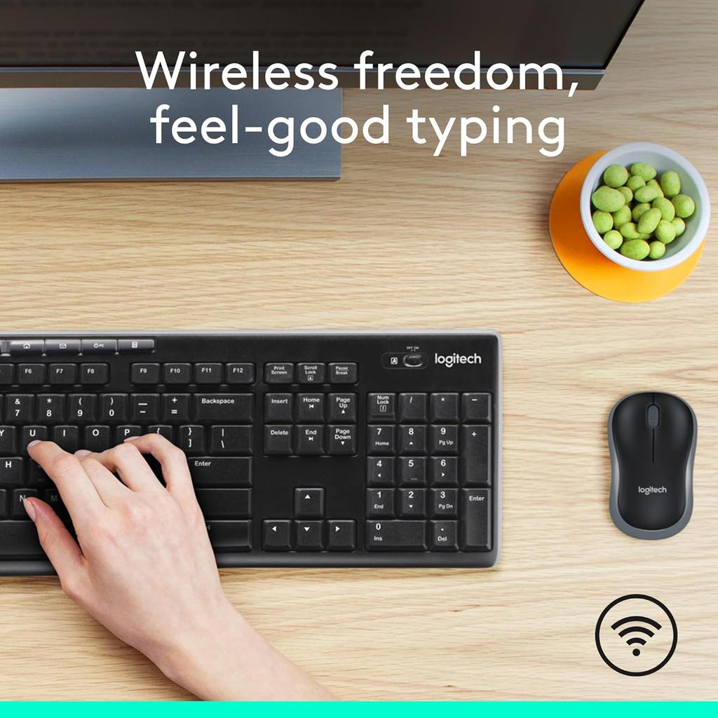 Logitech Беспроводной набор мышь и клавиатура MK270 Клавиатура для ноутбука Беспроводная Офисная Полноразмерная с 2.4G приемником