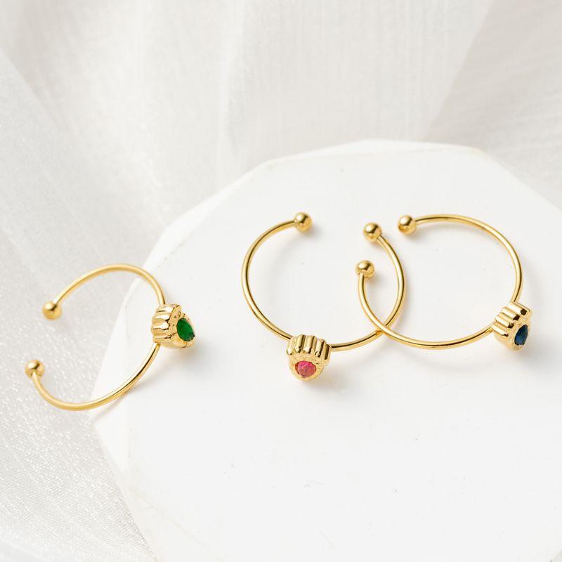 Кольцо с открытым циркониевым покрытием цвета капли воды, титановая сталь, покрытая настоящим золотом, не выцветает, французское изысканное регулируемое кольцо из нержавеющей стали