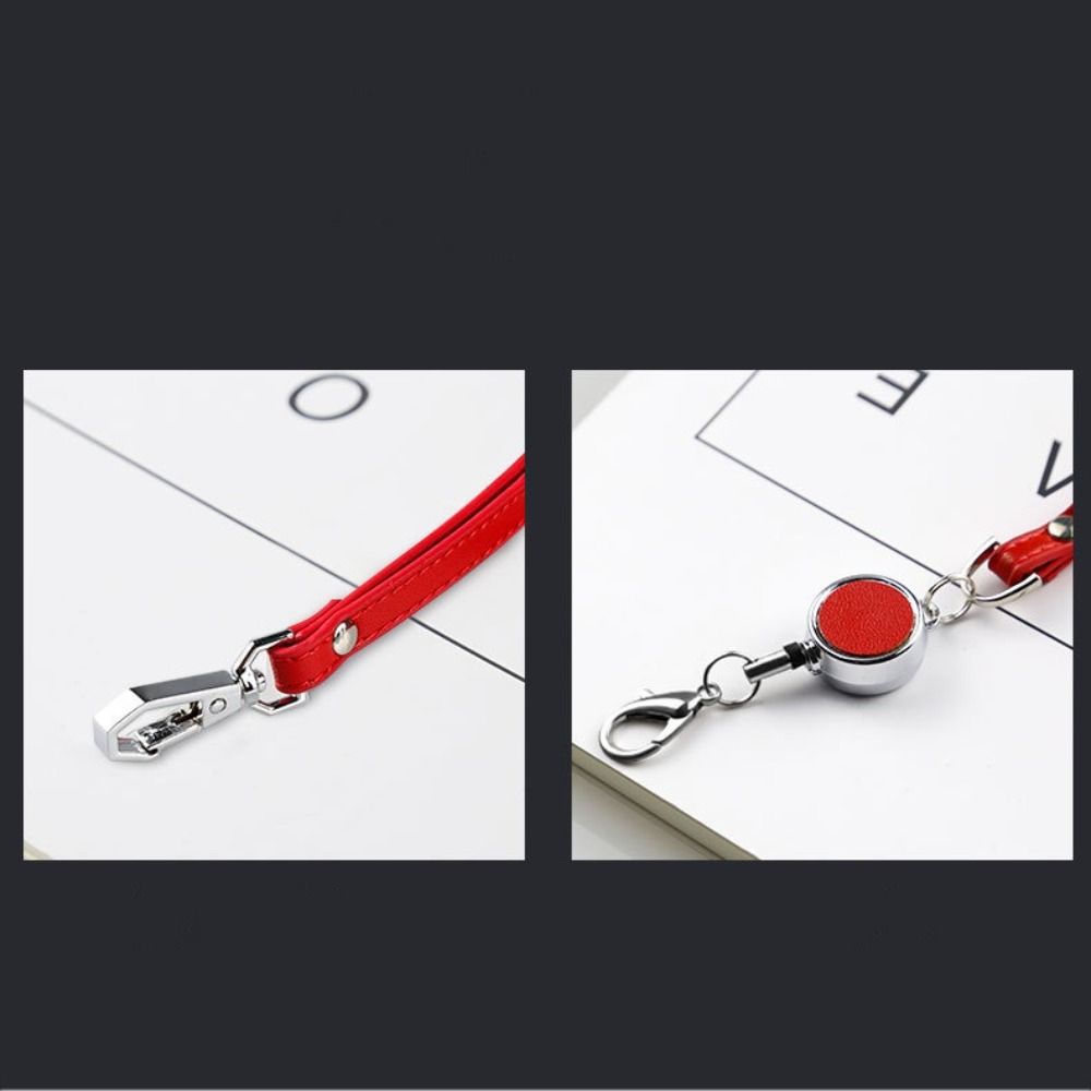 Leather Lanyards Telescopic Sling Bright Colors ID Badge Holder Office School