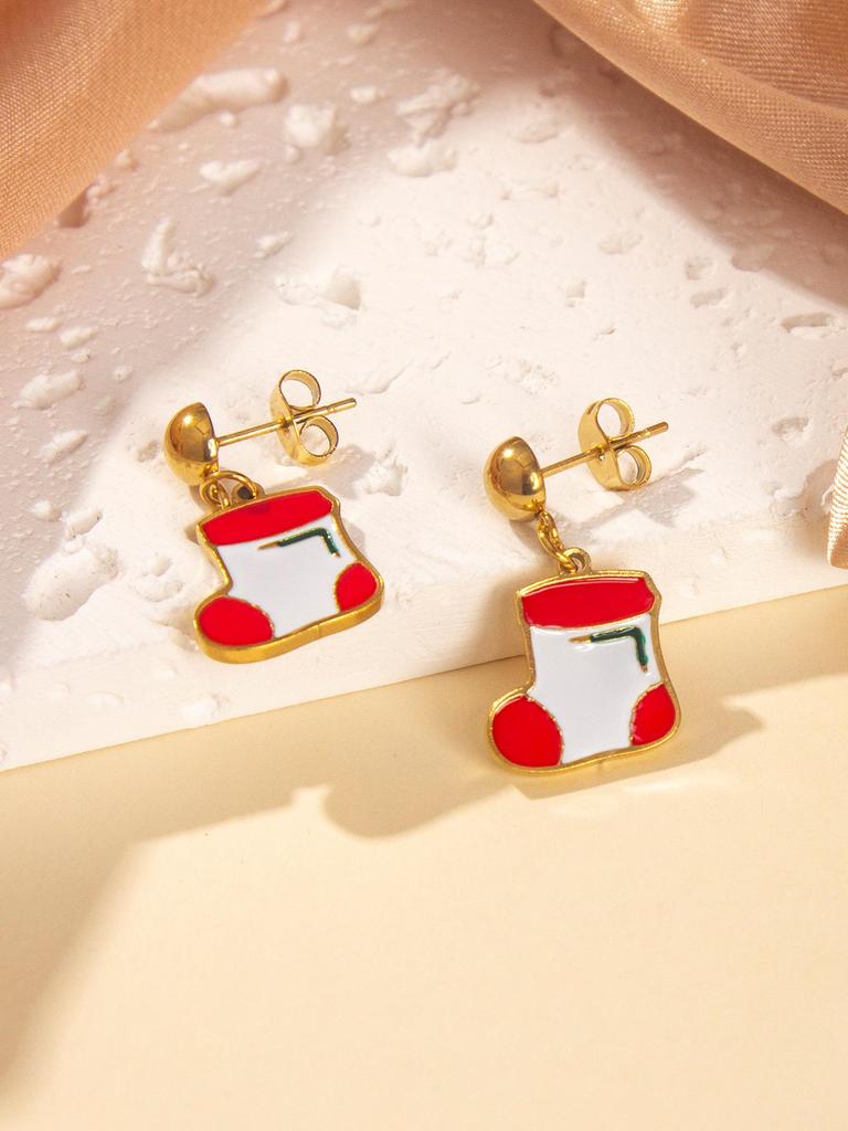 High-End Christmas Series Stainless Steel Earrings - Versatile Gift and Decoration