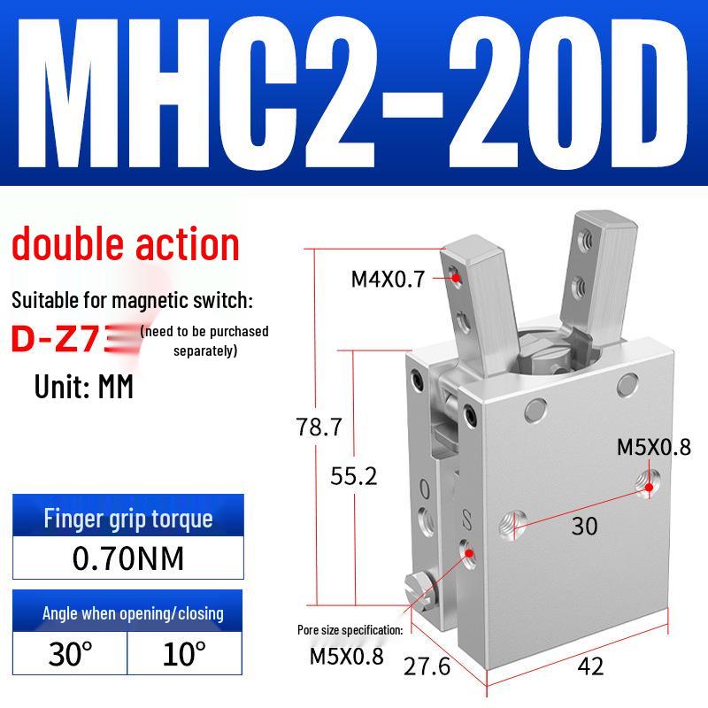 High-Speed Pneumatic Finger Cylinder (Open/Close) MHC2 Series 16/10/20/25/32/40D/S/C Gripper