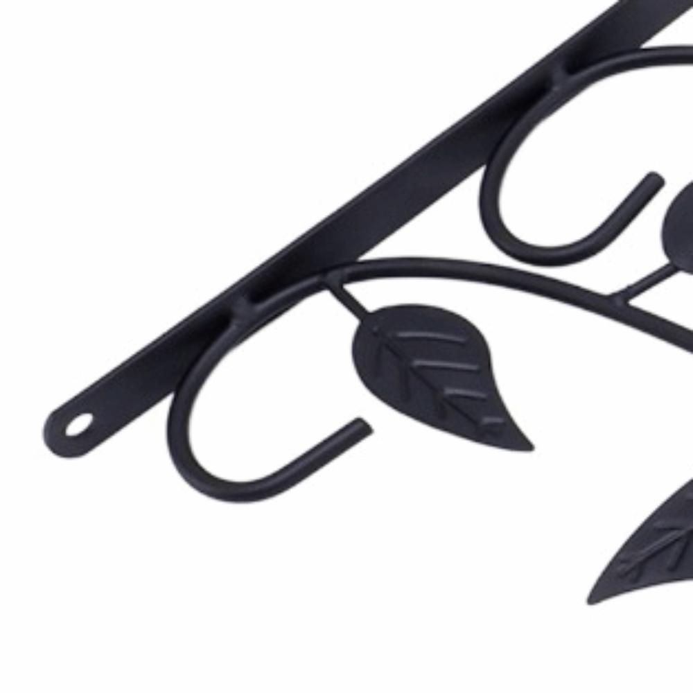 2pcs Black Wall Mount Plant Hook 11.97x8.46in Outdoor Plant Bracket Living Room