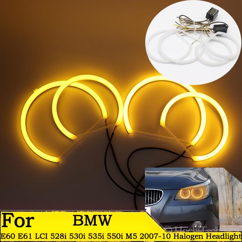 SMD Cotton Light Switchback LED Angel Eye Halo Ring Kit For BMW E60 E61 LCI 528i 530i 535i 550i M5 2007-2010 Halogen