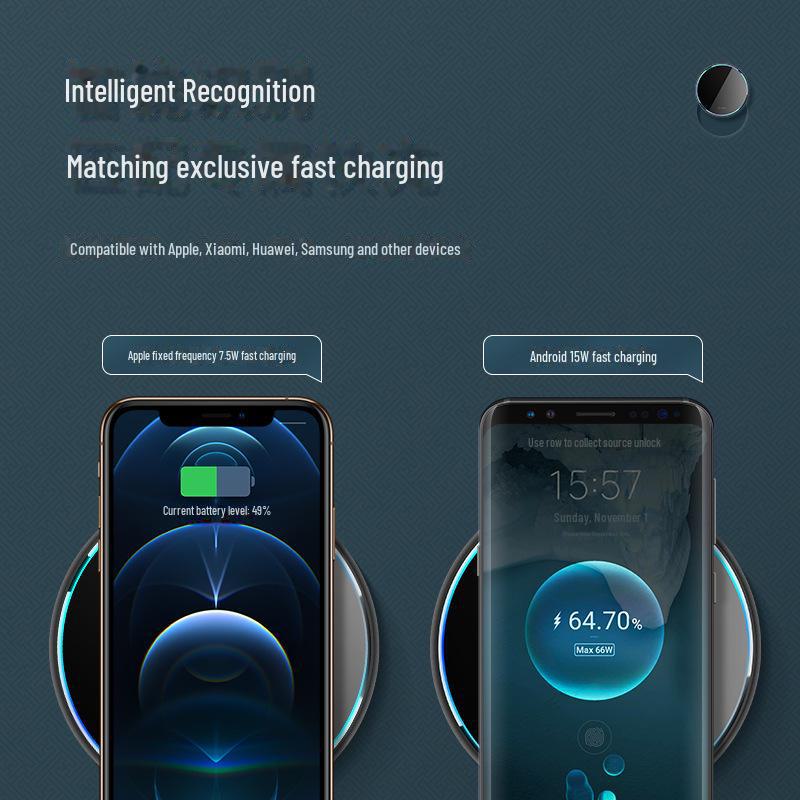 Беспроводное быстрое зарядное устройство ESSAGER Mirror 15 Вт для настольного компьютера — совместимо с устройствами Apple и Huawei