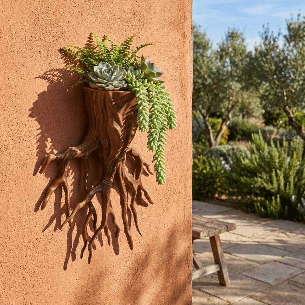 Decorative Hanging Flower Pot Tree Root Shape Plant Container Wall Decoration Office Decor