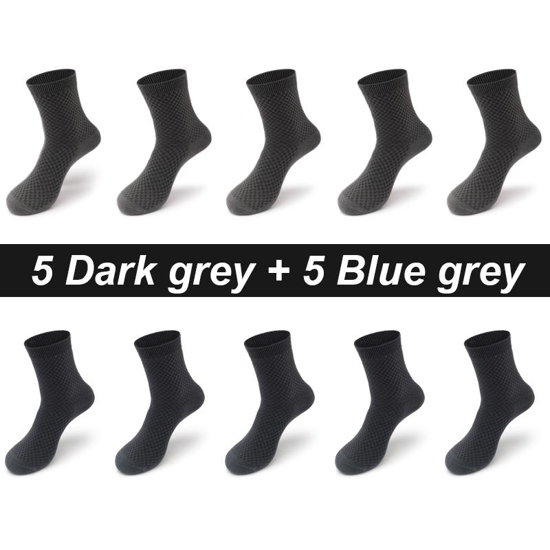 10Pairs Men's Bamboo Fiber Socks Long Black Business Soft Breathable New High Quality Autumn for Male Socks Plus Size EU38-48