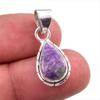 Подвеска из натурального драгоценного камня чароит, ручная работа, из стерлингового серебра 925 пробы, 1,25 дюйма, E0U41
