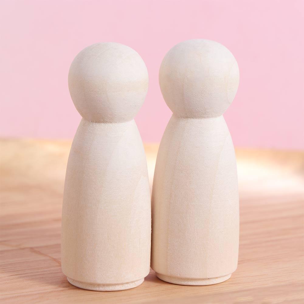 Handmade Puppets Natural Wood Wedding Decoration Unpainted Figures Wooden Peg Doll Wood Crafts