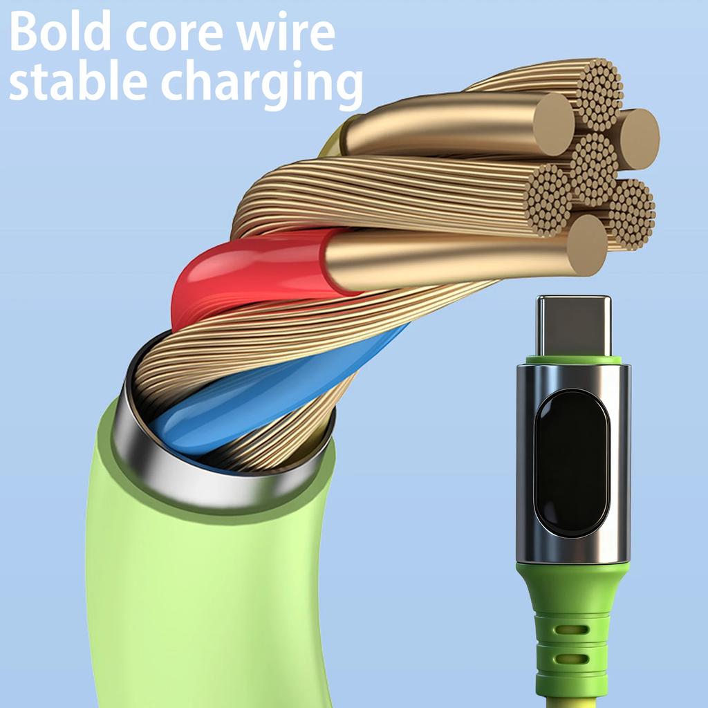 Кабели USB C 6A 240W для быстрой зарядки 480 Мбит/с Высокоскоростная передача данных Шнур для телефона Цифровой дисплей Провод Type C для iPhone Samsung