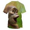 Летняя футболка с коротким рукавом для мужчин, 3D цифровой принт, животное, обезьяна, круглый вырез, свободная посадка, мужские базовые рубашки