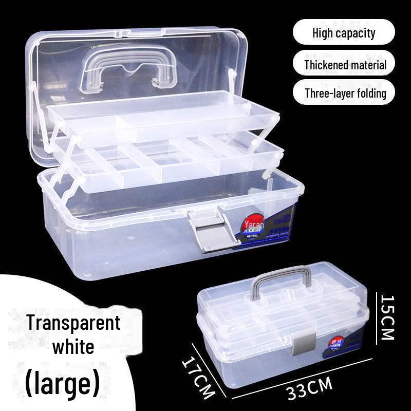 Большая вместимость, 3-слойная прозрачная коробка для хранения художественных инструментов и карандашей